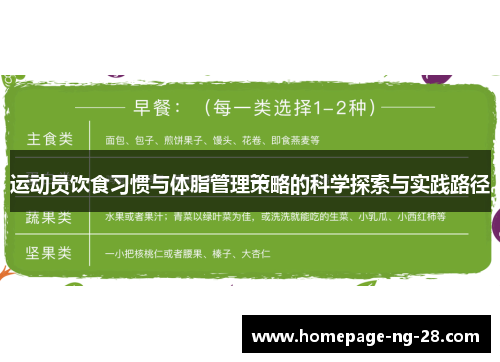 运动员饮食习惯与体脂管理策略的科学探索与实践路径